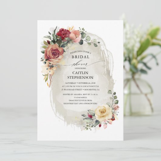 Rustieke Bloom bruids douche uitnodigingen (Staand voorkant)