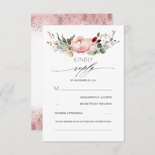 Rustieke Bloom herfst bruiloft RSVP (Voorkant / Achterkant)