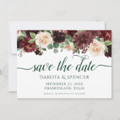 Rustieke Blooms | Terracotta en Marsala Red Garlan Save The Date (Voorkant)