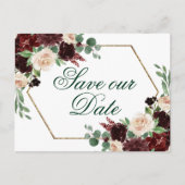 Rustieke Blooms | Terracotta Marsala Save the Date Briefkaart (Voorkant)