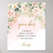 Rustieke blos rozen eucalyptus bruiloft Open bar Poster (Voorkant)