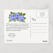 Rustieke Blue Hydrangea bruiloft Dank u Briefkaart (Achterkant)