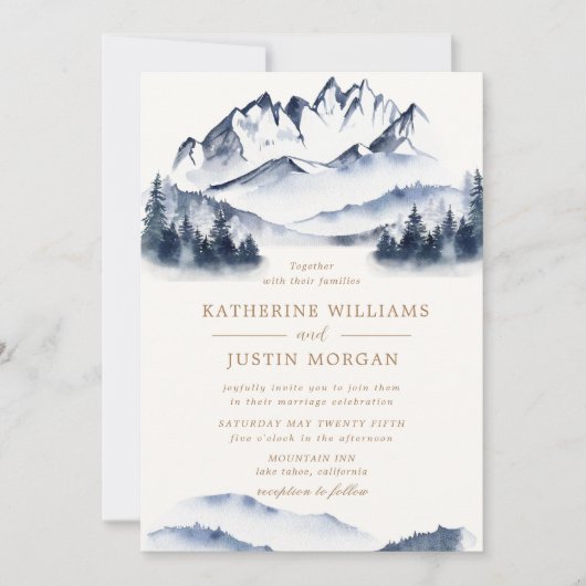 Rustieke Blue Mountain bruiloft uitnodiging (Voorkant)