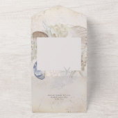 Rustieke Blue Ocean Beach Cream QR-code All In One Uitnodiging (Buitenkant)