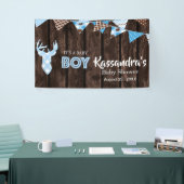 Rustieke Blue Plaid Herten Baby shower Banner (Beurs)
