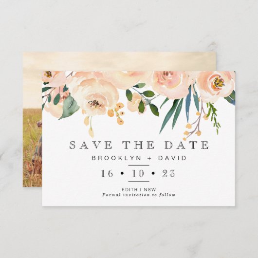 Rustieke Blush Bloemen Huwelijk Save The Date Kaar Kaart (Voorkant / Achterkant)