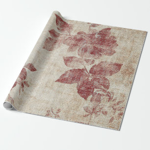 Rustieke Blush Bloemenpatroon Linnen (1) Cadeaupapier