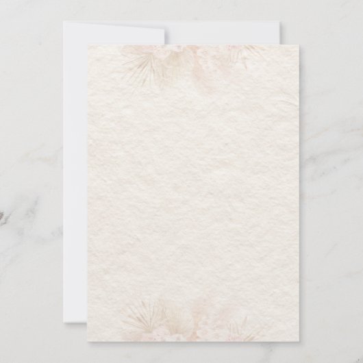 Rustieke Blush Boho Bloemen Huwelijksuitnodiging Kaart (Achterkant)