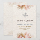 Rustieke Blush Boho Bloemen Huwelijksuitnodiging Kaart (Voorkant / Achterkant)