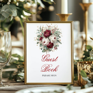 Rustieke Blush Bourgondië Gastboek Bord Decoratie