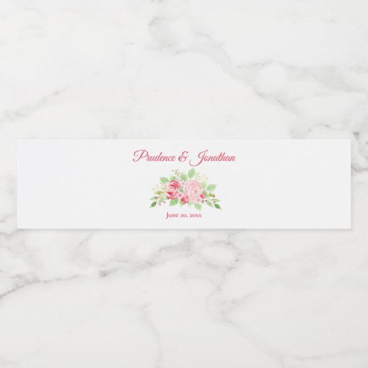 Rustieke Blush Peach Boho Rozen Elegante bruiloft Waterfles Etiket (Enkel label)