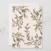 Rustieke blush Pine Branches Elegant Kerstfeest Kaart (Achterkant)