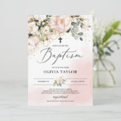 Rustieke blush roze bloemengouden bloemen boho doo kaart (Staand voorkant)