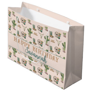 Rustieke Blush Roze Gepersonaliseerde Desert Cactu Groot Cadeauzakje