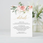 Rustieke blush roze rozen eucalyptus details kaart (Staand voorkant)