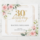 Rustieke blush roze rozen eucalyptus goud schitter likeurfles etiket (Enkel label)