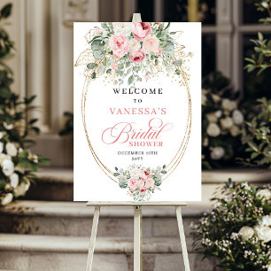 Rustieke Blush Rozen Eucalyptus Gouden Bruidsdouch Poster
