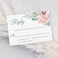 Rustieke Blush Waterverf Bloemen Huwelijk RSVP