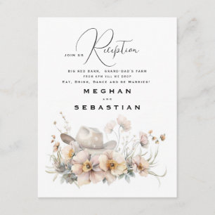 Rustieke Blush Waterverf Cowboy Pet & Wildflowers Informatiekaartje