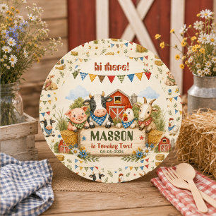Rustieke boerderij 2e verjaardagsfeestje voor kind ronde sticker