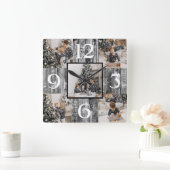 Rustieke boerderij aangepaste fotocollage vierkante klok (Huis)