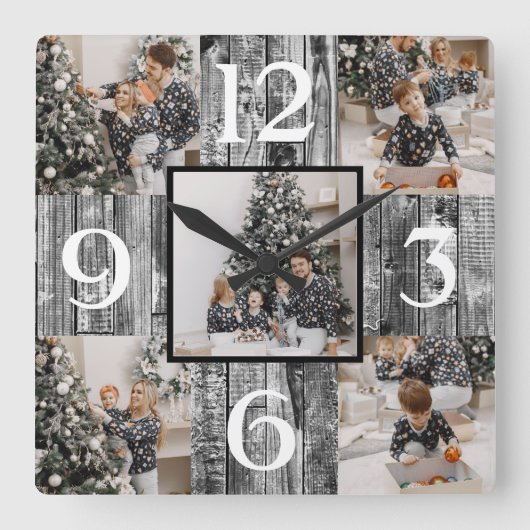 Rustieke boerderij aangepaste fotocollage vierkante klok (Voorkant)