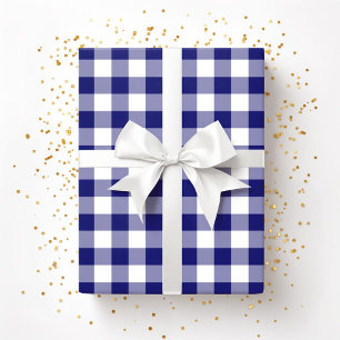 Rustieke boerderij blauw-wit geruit patroon cadeaupapier