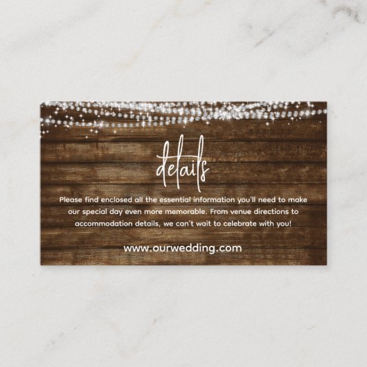 Rustieke boerderij bruiloft details behuizing Kaar Informatiekaartje (Voorkant)