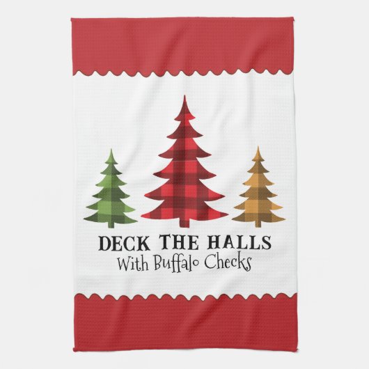 Rustieke boerderij Buffalo Check Kerstbomen Theedoek (Verticaal)