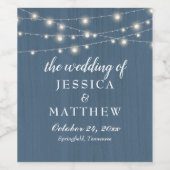 Rustieke boerderij Dusty Blue Lights Bruiloft Wijn Etiket (Enkel label)