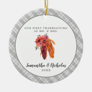 Rustieke boerderij Eerste Thanksgiving meneer & Keramisch Ornament