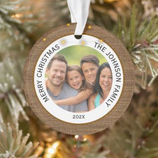 Rustieke Boerderij Familie Foto Kerstmis Ornament