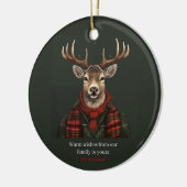 Rustieke boerderij geruite herten en groen keramisch ornament (Links)