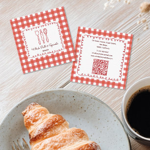 Rustieke boerderij gingham bakkerij QR-code Vierkante Visitekaartje