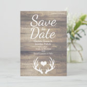 Rustieke boerderij herten gewei bruiloft save the date (Staand voorkant)