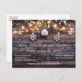 Rustieke Boerderij Hout & Sterren Kerstfeest Uitnodiging Briefkaart (Voorkant / Achterkant)