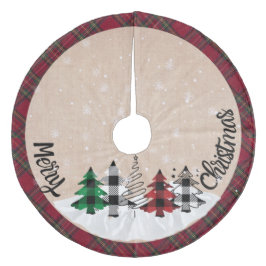 Rustieke boerderij jute Buffalo geruit Kerstmis Fleece Kerstboom Rok