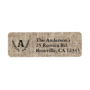 Rustieke boerderij jute & zwarte botanische laurie etiket