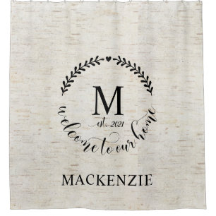 Rustieke boerderij krans monogram douche gordijn