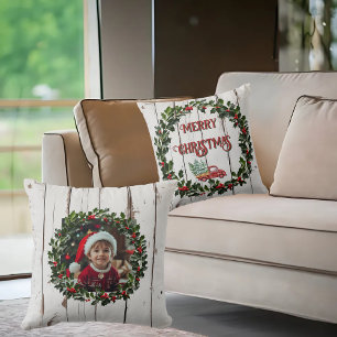 Rustieke boerderij kussen met houten look