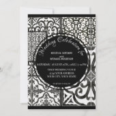 Rustieke Boerderij Moderne Tegel Zwart Wit Huwelij Kaart (Voorkant)