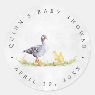 Rustieke boerderij Moeder Gans Baby shower Favor Ronde Sticker