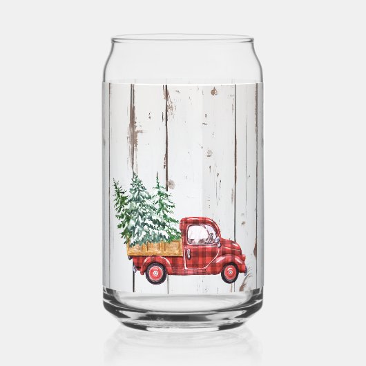 Rustieke boerderij noodlijdende hout rode vrachtwa blikvorm glas (Voorkant)