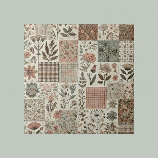 Rustieke Boerderij Sage Green Patchwork Quilt Bloe Tegeltje