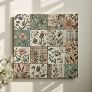 Rustieke Boerderij Sage Green Patchwork Quilt Bloe Tegeltje