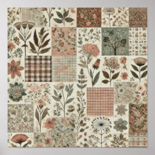Rustieke boerderij saliegroene patchwork quilt blo poster