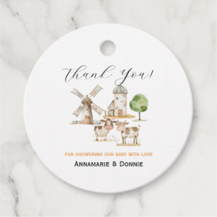 Rustieke Boerderij Scene Genderneutraal Baby showe Bedankjes Labels