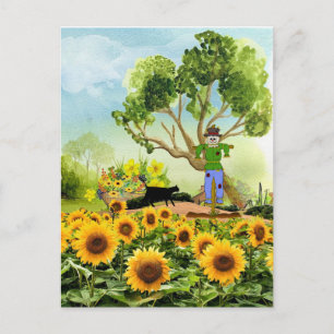 Rustieke boerderij stijl zonnebloem tuin briefkaart