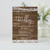 Rustieke Boerderij String Lights QR Code Huwelijk Kaart (Staand voorkant)