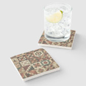 Rustieke Boerderij Terracotta Patchwork Quilt Bloe Stenen Onderzetter (Zijkant)